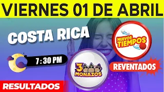 Sorteo 7:30PM Nuevos Tiempos y 3 Monazos Medio día del viernes 1 de abril del 2022