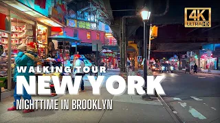 Brooklyn Night Walk, New York City [4K Ultra HDR/60fps]