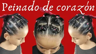 peinado facil,rapido y bonito para niñas.peinado con liguitas.easy heart hairstyles For girls