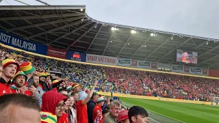 Welsh fans belting out Yma o Hyd -  World Cup playoff final against Ukraine