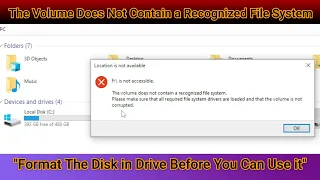 How To Fix The Volume Does Not Contain a Recognized File System | Format The Disk in Drive