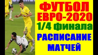 Футбол: Чемпионат Европы по футболу 2021. Евро-2020. Расписание 1/4 финала