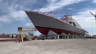 USS Cleveland (LCS-31) launch Video | Freedom-class Littoral Combat ship for the US Navy