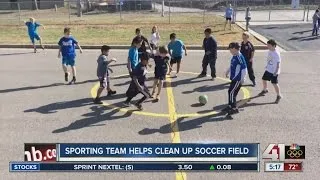 Sporting KC helps clean up childrens’ soccer field