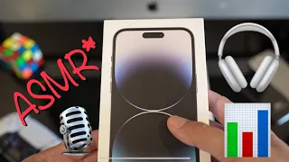 Iphone 14 Pro Max Space Black Unboxing  + Apple Midnight Silicone Case ASMR* 🎧