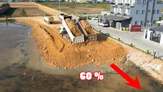 New Action Showing Best Project, Huge land filling up Skills truck​ & Bulldozer SHANTUI Pushing Soil