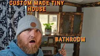 ONE OF A KIND TINY HOUSE BATHROOM COMPLETE off-grid, cabin build, DIY, HOW TO, sawmill, homesteading