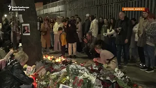 Serbs And Expat Russians Honor Navalny At Russian Embassy In Belgrade On The Day Of His Funeral