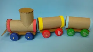 Como fazer trenzinho de rolo de papel higiênico e papelão | trem de brinquedo com recicláveis |Maker