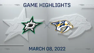 NHL Highlights | Stars vs. Predators - Mar. 8, 2022