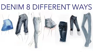 Fashion Illustration Tutorial: Denim Done 8 Different Ways