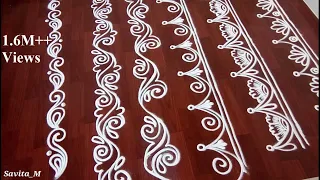 Top 6 Innovative Freehand Border Rangoli Designs || Free Hand Border Designs || Border Rangoli