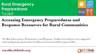 Accessing Emergency Preparedness and Response Resources for Rural Communities