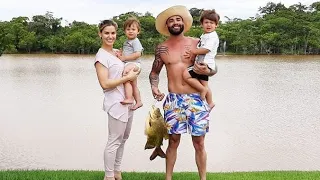 Gusttavo Lima 🤠 Pescando na Fazenda Com Os Filhos 💗