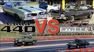 1969 Barracuda 440 vs 1971 Buick GS455 Stage 1 - PURE STOCK DRAG RACE