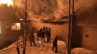 WATCH: Crews work to rescue people from burning home in Hobble Creek Canyon