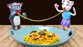 Pasta MUKBANG Challenge with Tom & Angela | Talking Tom In Real Life