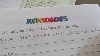 Adição com centenas, dezenas e unidades/ exercícios do livro