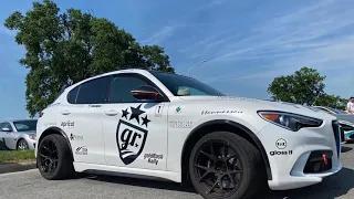 Flag drop quarter-mile drag race Alfa Romeo Stelvio QV against Camaro ZL1LE tuned to 800HP