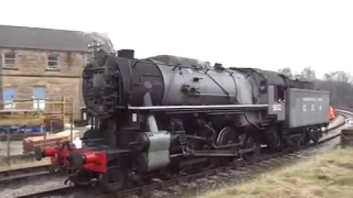 Keighley & Worth Valley Railway: The USATC Class S160 2-8-0 No.5820 'Big Jim' at Keighley. (V6)