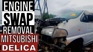 JDM MITSUBISHI DELICA ENGINE REMOVAL IN DETAILS | 4M40 Mitsubishi 2.8L DIESEL SWAP p. 1