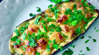 Easy Baked Stuffed Eggplant With Potatoes and Cheese Recipe | Best Vegetarian Stuffed Eggplant