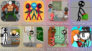 Stickman Jailbreak 1 & 3 & 5,Stickman Escape,Stickman School Escape 1 &  2 &3,Stickman Survival 456