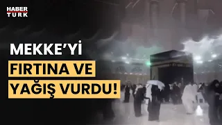 Mekke'de şiddetli yağış nedeniyle sokaklar göle döndü, araçlar sel sularında sürüklendi!