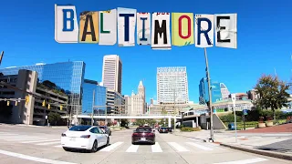 Baltimore 4k - Driving Downtown - Maryland, USA