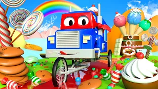 Carl Super Ciężarówka -  Cukierkowóz - Mieście Samochodów 🚚 ⍟ Bajki Dla Dzieci