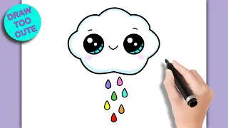 How to Draw a CUTE KAWAII CLOUD (Easy Step by Step Drawing)