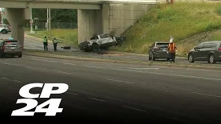 Driver has died after a truck collides into bridge in Rexdale