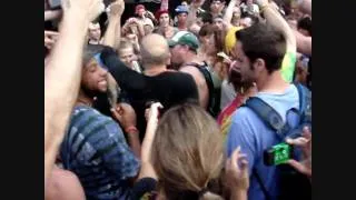 Lee Burridge mingles and dances with the crowd  to his own mix at Bonnaroo 2010