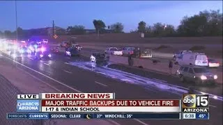 Major backups after vehicle fire in Phoenix