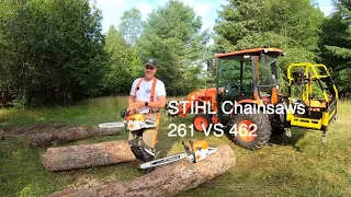 STIHL Chainsaw Comparison - MS 261 vs MS 462. Just Bucking Logs. Kubota LX2610 Tractor. (595)  4K