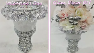 Dollar Tree DIY Valentine's Day Decor Glam Vase Centerpiece