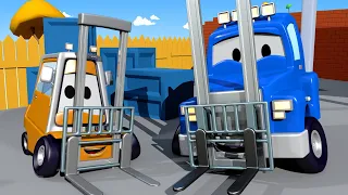 Детские мультики с грузовиками - Подъёмник - Трансформер Карл в Автомобильный Город 🚚 ⍟ мультфильм