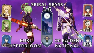 Spiral Abyss 3.6 Kuki Hyperbloom & Raiden National F2P