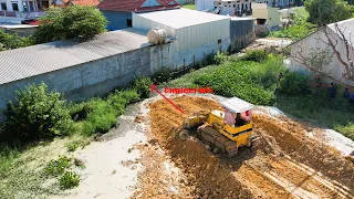 Complete Project! Working Fill Up Land Dozer KOMATSU Pushing Soil in Water & Dump Truck Unloading