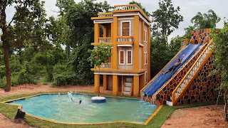 [Full Video]Build Most Creative 4-Story Villa House With Contemporary WaterSlide Park &Swimming Pool