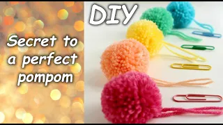 DIY Secret to a perfect pompon | Woolen Craft Ideas | Quick Easy Pompom 快速简单的绒球 त्वरित आसान पोम्पोम