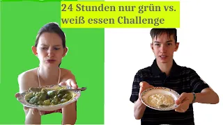 24h nur Grün🍏 vs. Weiß essen🍙/Challenge mit Clemi/Einfach Lizzi