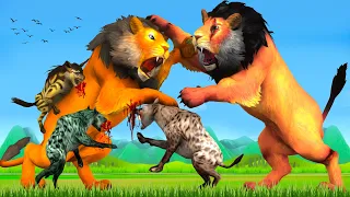 Strongest Lion Fight for Territory | King Lion Revenge Hyena For Destroying Lion Epic Battle