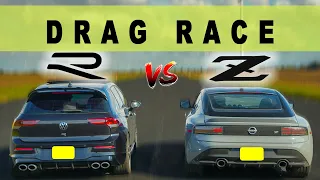 2023 Nissan Z vs 2022 VW Golf R, You Can Park the Titanic In Between. Drag and Roll Race.