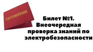 БИЛЕТ №1. ВНЕОЧЕРЕДНАЯ ПРОВЕРКА ЗНАНИЙ ПО ЭЛЕКТРОБЕЗОПАСНОСТИ. ТЕСТИРОВАНИЕ ПО ОХРАНЕ ТРУДА