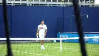 Novak Djokovic practising at Queen's 2010