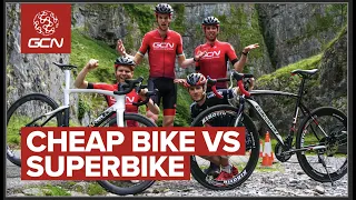 Pro On A Cheap Amazon Bike Vs GCN Presenters | Tech Vs Talent