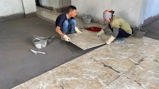 Construction Technique For Living Room Floor With Large Format Ceramic Tiles 80 x 80 cm