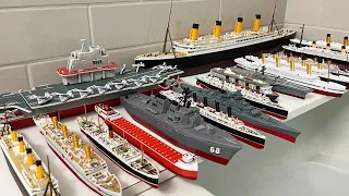 Review of All Ships Lined Up in a Tub [ Titanic, Britannic ] | Titanic Model Sinking