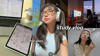 STUDY VLOG 🍵 waking up at 5AM, productive days in my life, skincare routine & meal prep ideas